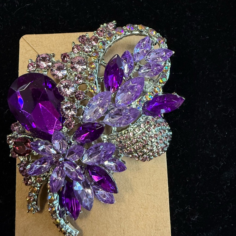 Elegant Purple Crystal Brooch